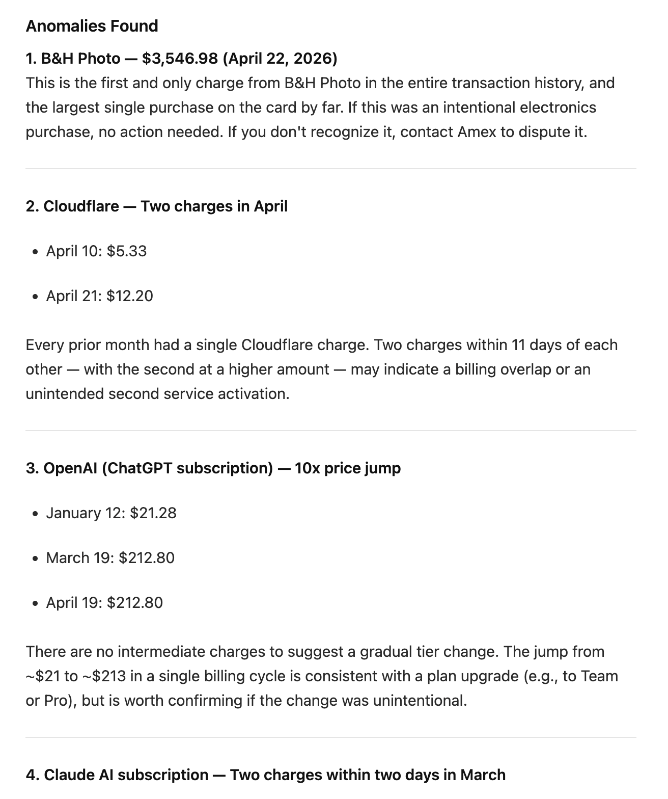 A transaction-anomaly alert email flagged by the routine.